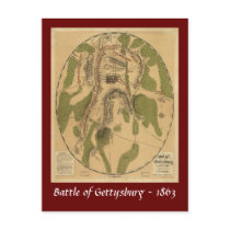 Battle of Gettysburg Map - 1863 Post Cards