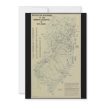 Battles of the Revolutionary War in New Jersey Map Custom Invitations