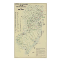 Battles of the Revolutionary War in New Jersey Map Photo Print