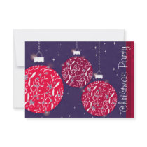 Baubles sparkle effect party invitation red blue