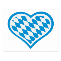 Bavaria heart blue white postcards