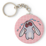 Bawling Bunny with Pink Checks Keychain