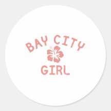 Bay City Pink Girl Round Sticker