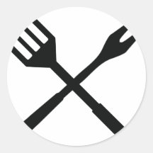 BBQ cutlery icon Round Sticker