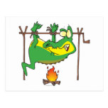 BBQ dinner funny alligator gator cartoon Postcard