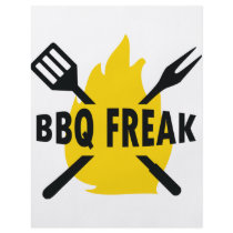 BBQ-Freak with cutlery and flame icon Flyer Design
