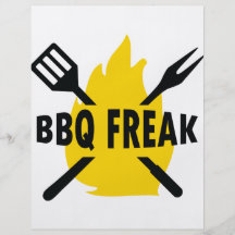 BBQ-Freak with cutlery and flame icon Flyer Design