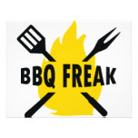 BBQ-Freak with cutlery and flame icon Invitation