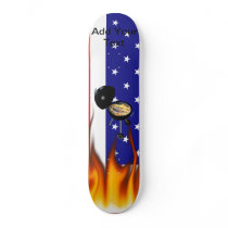BBQ Grill and American Flag Design Custom Skateboard