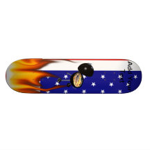 BBQ Grill and American Flag Design Custom Skateboard