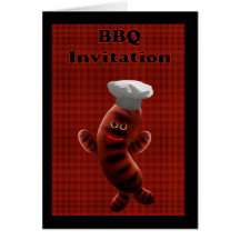 BBQ INVITATION - BARBECUE INVITATION GREETING CARDS