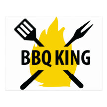 BBQ King with flame icon Post Card