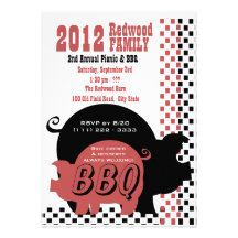 BBQ or Pig Roast Chequered Custom Invite