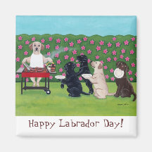 BBQ Party Labs in the Azalea Garden Refrigerator Magnets