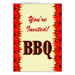 BBQ Red Flames Custom Folded Invitation Cards