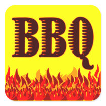 BBQ Red Flames Customizable Jar or Canning Sticker stickers