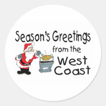 BBQ West Coast Seasons Greetings Round Sticker