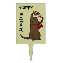BC- Ferret Playing Saxophone Birthday Cake Topper