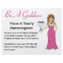 Be A Goddess, Have A Mammogram Wine Goddess BCA Full Color Flyer