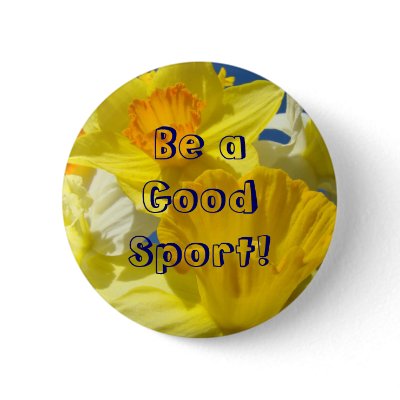 Be a good Sport! buttons Yellow Daffodil Flowers by Basleeartprintgifts