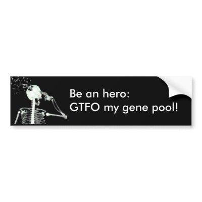 Be an hero: GTFO my gene pool! Bumper Stickers by Sahdow
