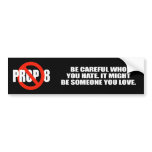 BE CAREFUL WHO YOU HATE. IT MIGHT BE SOMEONE YOU L BUMPER STICKER