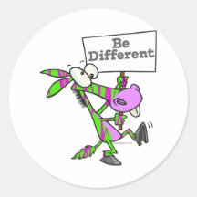 be different funky zebra pattern donkey round stickers