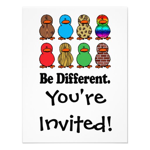 be different funny pattern ducky ducks personalized invite