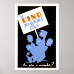 Be Kind To Books Club 1940 WPA Print