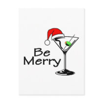 Be Merry Martini Post Cards