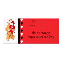 Be Mine Bear Kids Beary Happy Valentines Cards Rack Card Template
