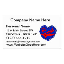 Be mine heart blue red love business card templates