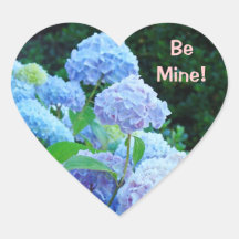 Be Mine! heart stickers Blue Hydrangea Flowers