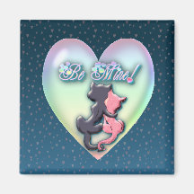 BE MINE, HEARTS & CATS by SHARON SHARPE Fridge Magnet