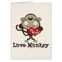 Be Mine Love Monkey Valentine Blank Greeting Card cards