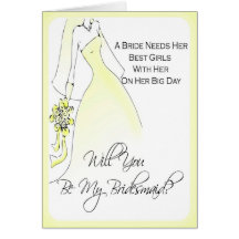 Be My Bridesmaid Invitation for Bridal Attendants Greeting Cards