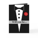 Be My Groomsman Card with Tux and Rose