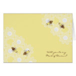 Be My Maid of Honour Honey Bees on Yellow Cards