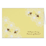 Be My Matron of Honour Honey Bees on Yellow Card