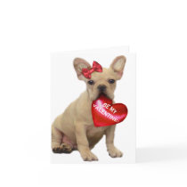 Be my Valentine French bulldog puppy notecard