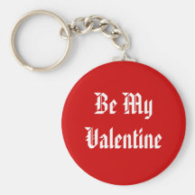 Be My Valentine. Valentines Day. Red and White. Key Chain