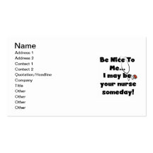 Be Nice Nurse T-shirts and Gifts Business Cards