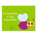 Be Responsible Cute Bee Card Postcards
