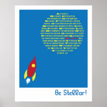 Be Stellar Rocket Alphabet for Boys Room Posters