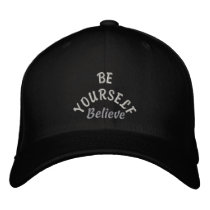 Be Yourelf & Believe_ Embroidered Hat_by Elenne