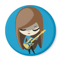 Bea the Brunette Bassist Fridge Magnets