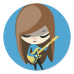 Bea The Brunette Bassist Round Stickers