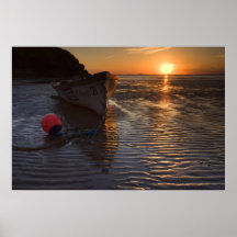 Beach and Boat Sunset Print
