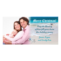 Beach and Ocean Water Custom Christmas Photo Card
