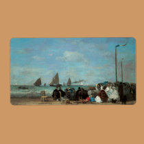 Beach at Trouville, 1863 labels
